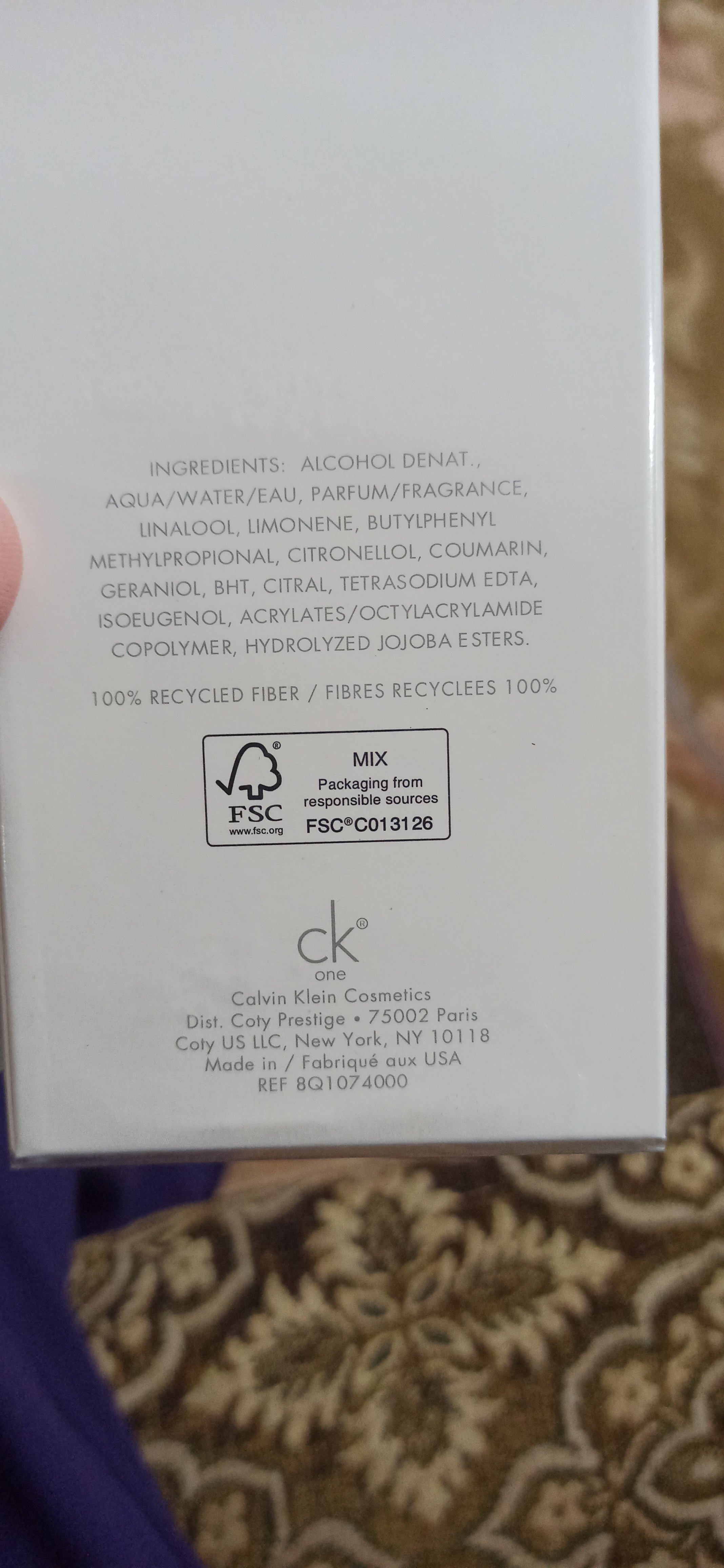 Ck one outlet ingredients