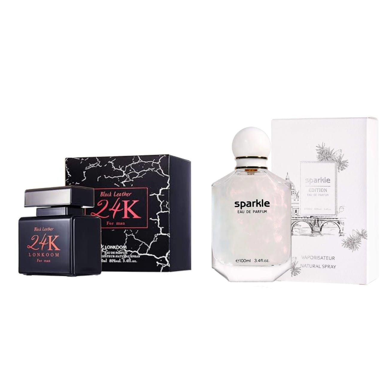 24k black lather 100ml sparkle 100ml . Deal of two perfumes